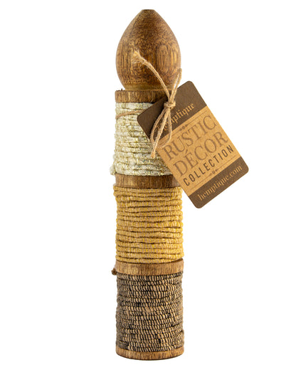 Rustic Décor Tall Wood Bobbins with Jute Cord