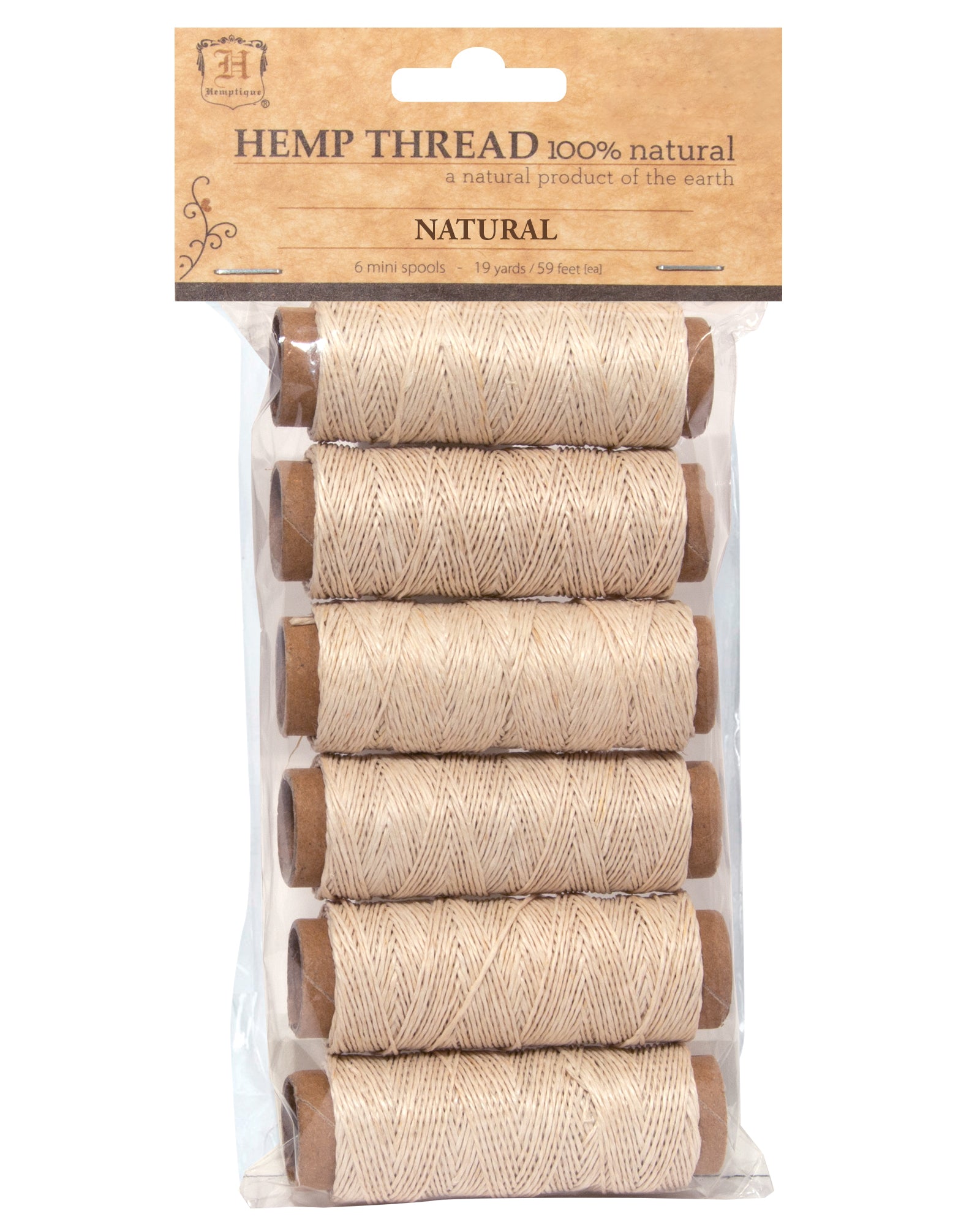 Hemp Thread 2-ply 6pc Mini-Spool Bag Set