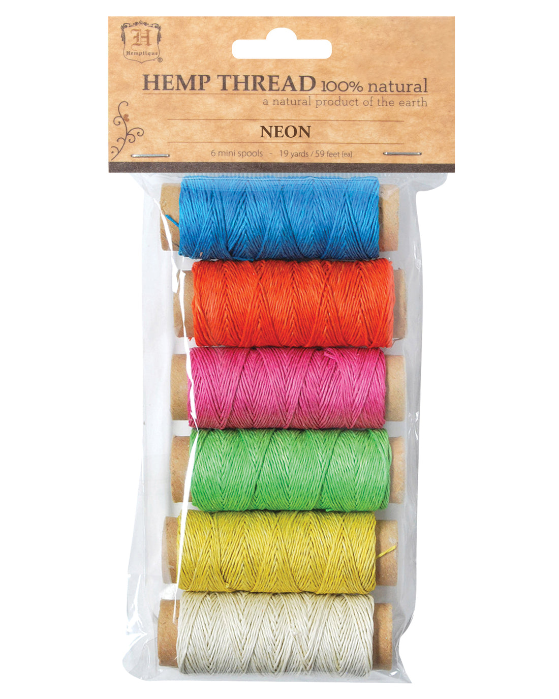 Hemp Thread 2-ply 6pc Mini-Spool Bag Set