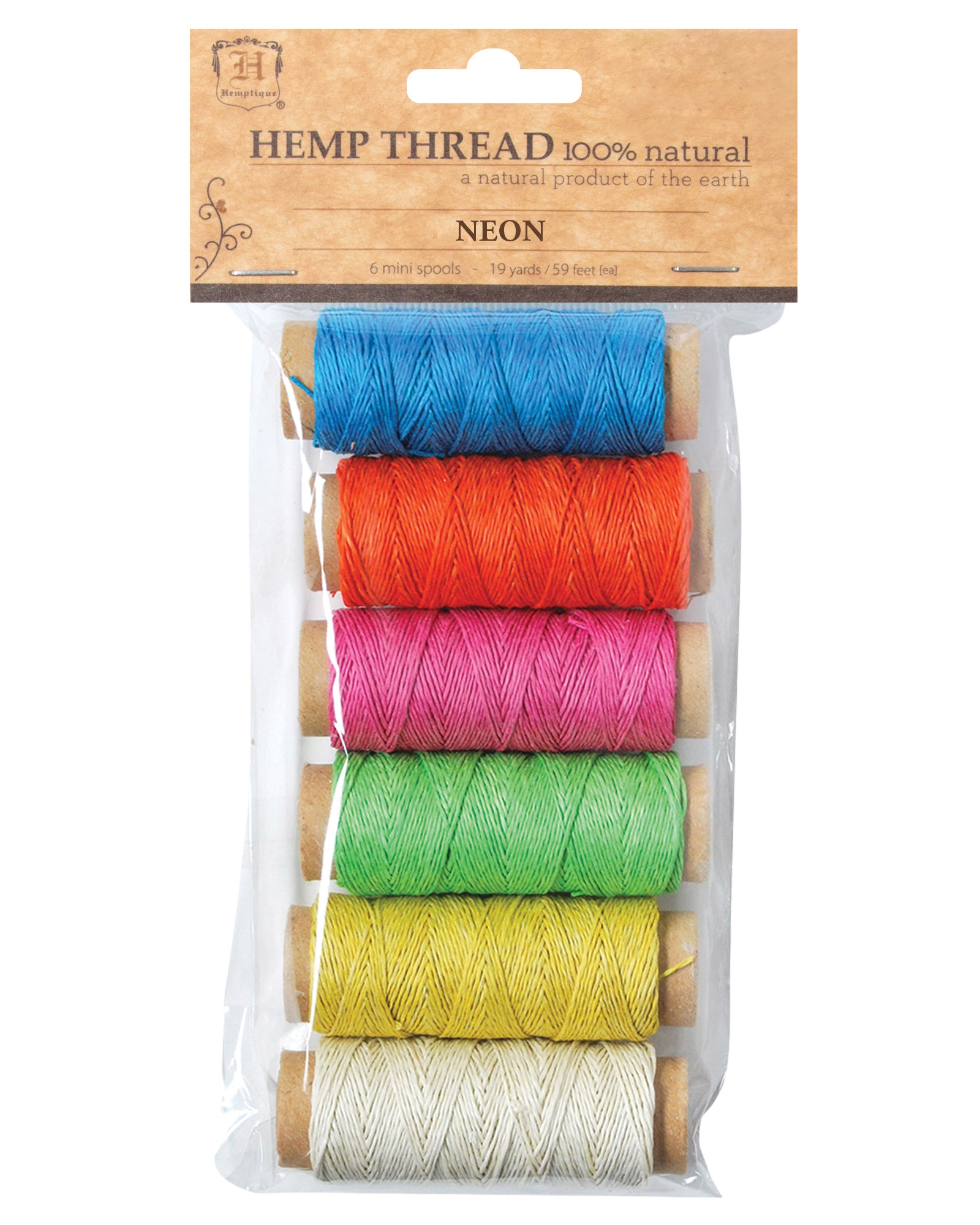 Hemp Thread 2-ply 6pc Mini-Spool Bag Set