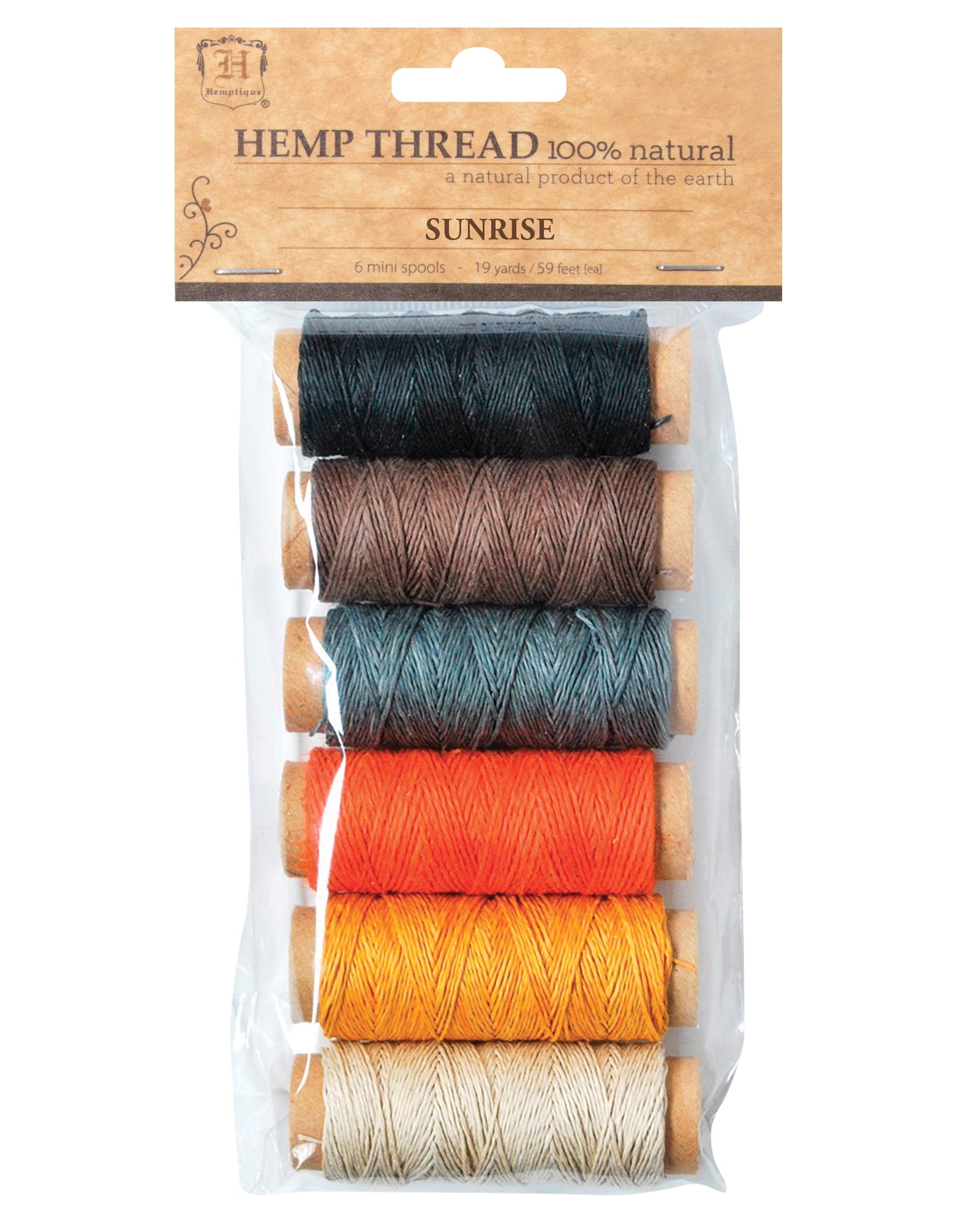 Hemp Thread 2-ply 6pc Mini-Spool Bag Set