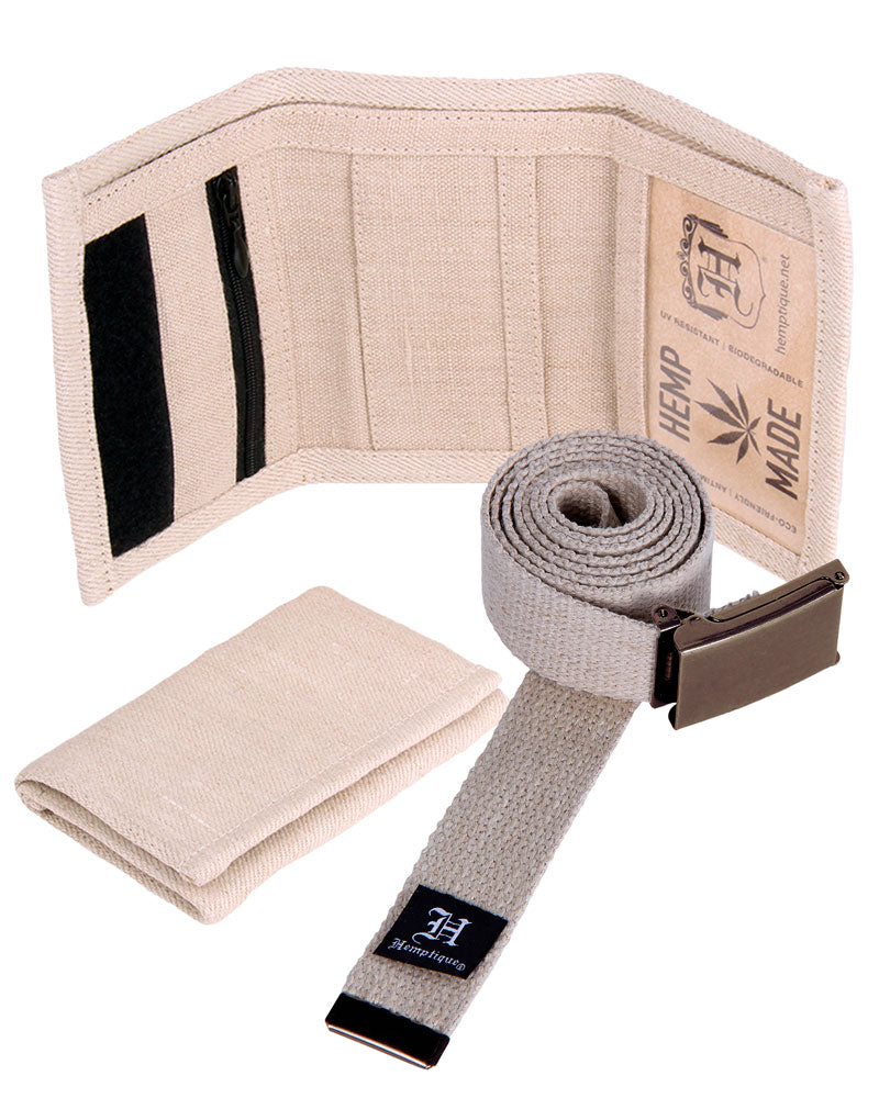 Hemp Belt &amp; Wallet Accessory Bundle