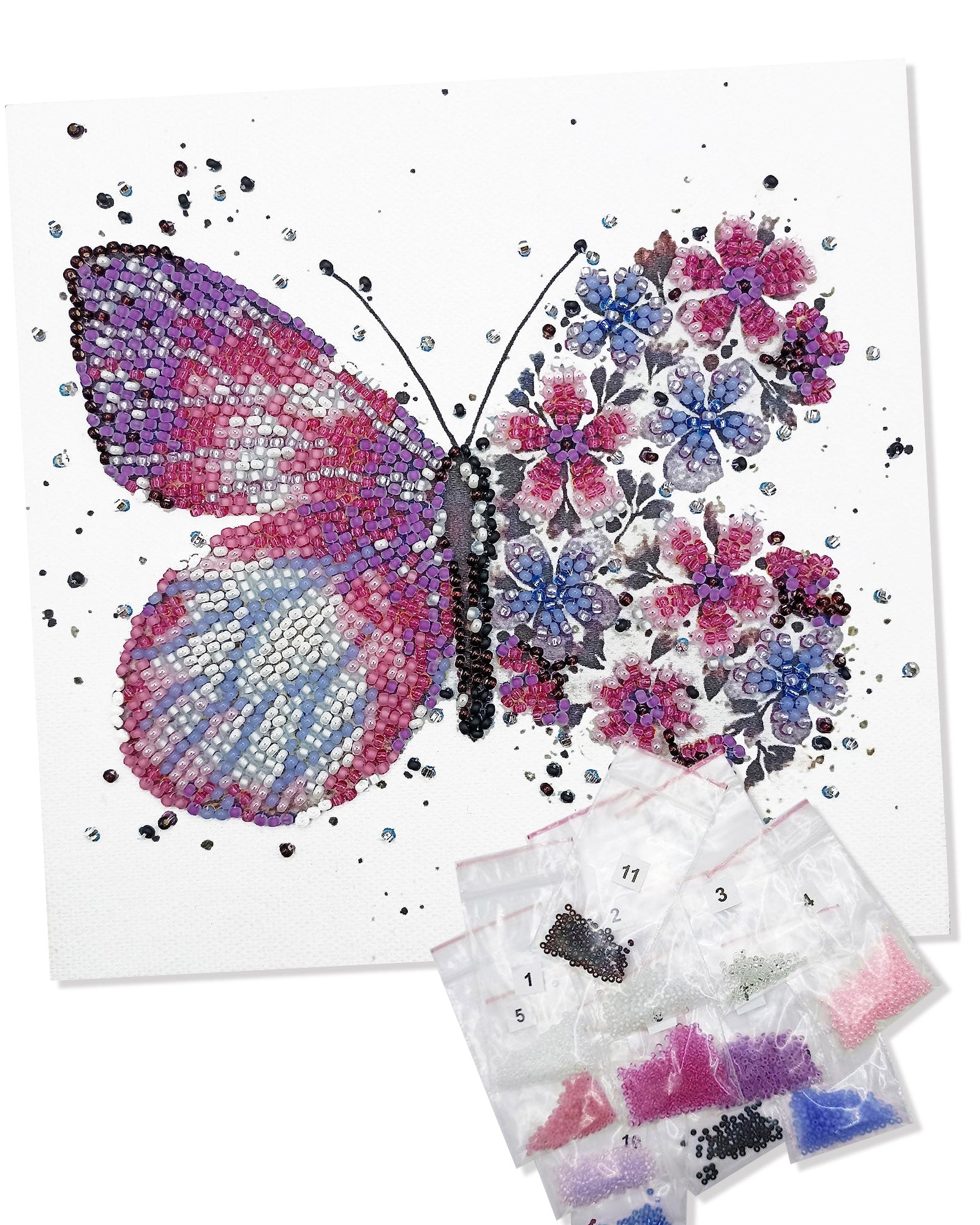 Mini Bead Embroidery Kit - Pink Wings