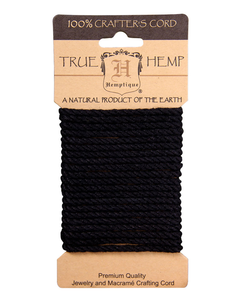 4mm hemp rope on card black