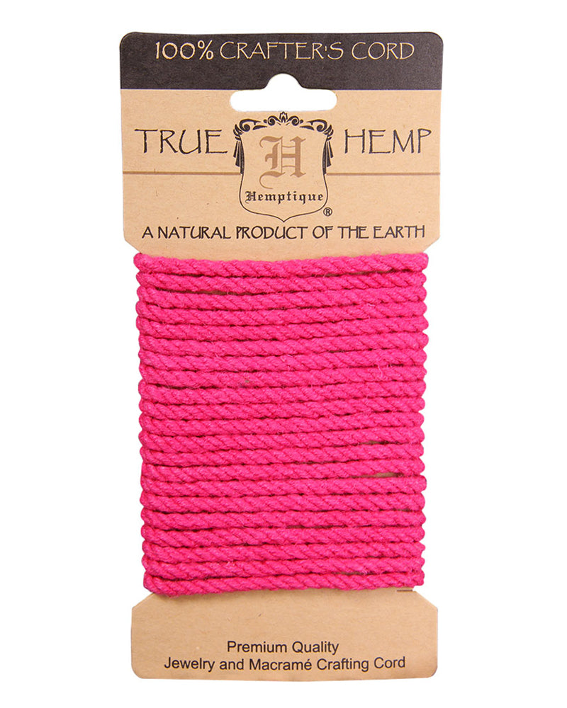 4mm hemp rope on card pink