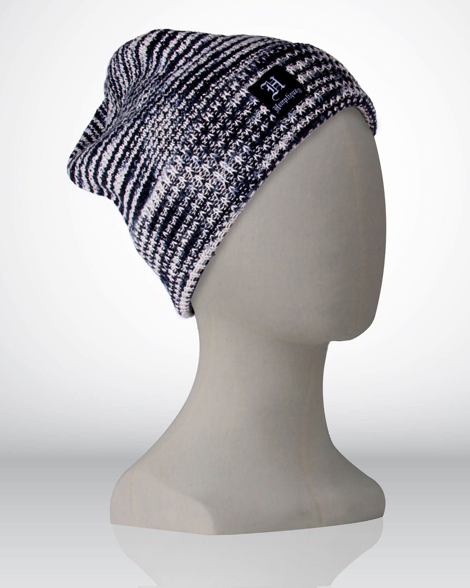 Black and White Short Hemp Beanie