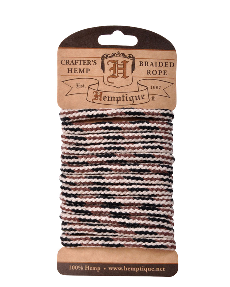 Hemptique 6mm braided hemp rope on card