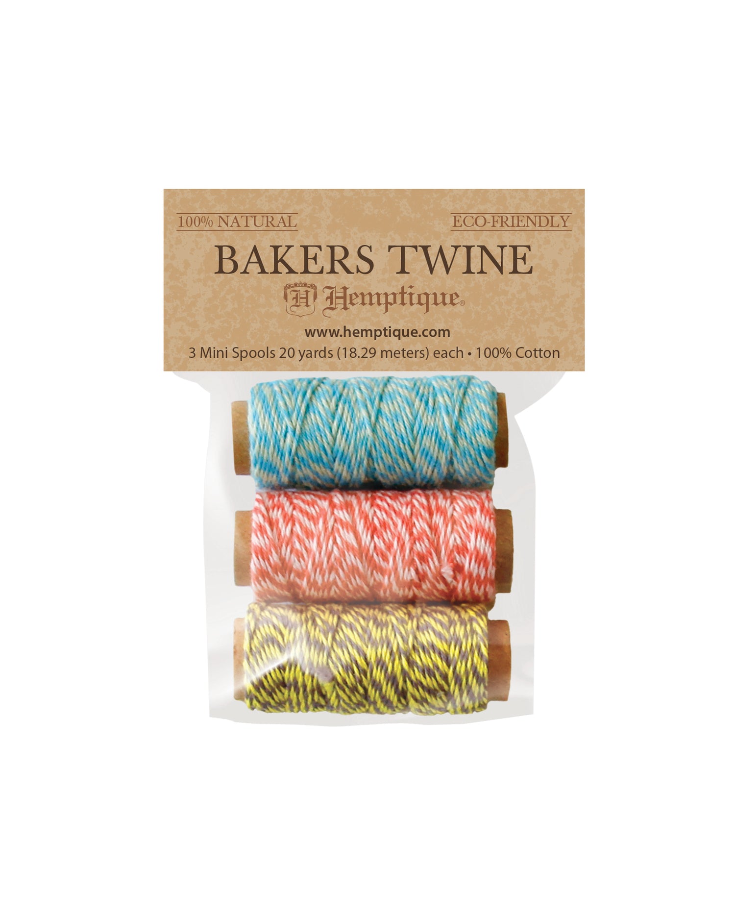 Cotton Bakers Twine 3 Mini Spool Bag Set